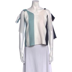 Katharine Kidd Women's Sky Striped Linen Tie Top Tank Size S